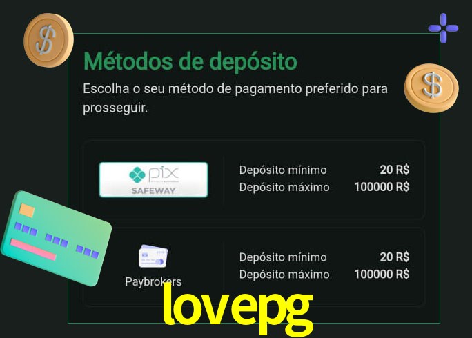 O cassino lovepg oferece uma grande variedade de métodos de pagamento